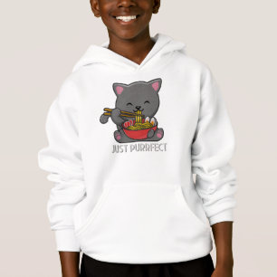 Just Purfect - Cat Eating Ramen Hoodie