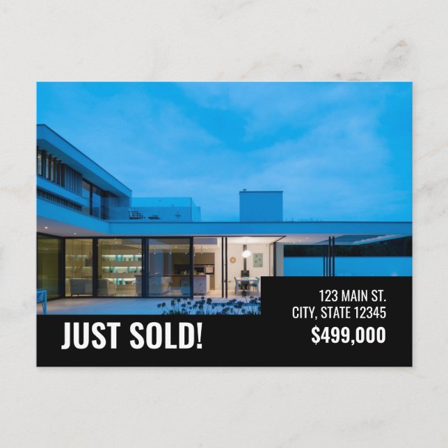 Just Sold - Black Modern - Postcard Postkarte (Vorderseite)