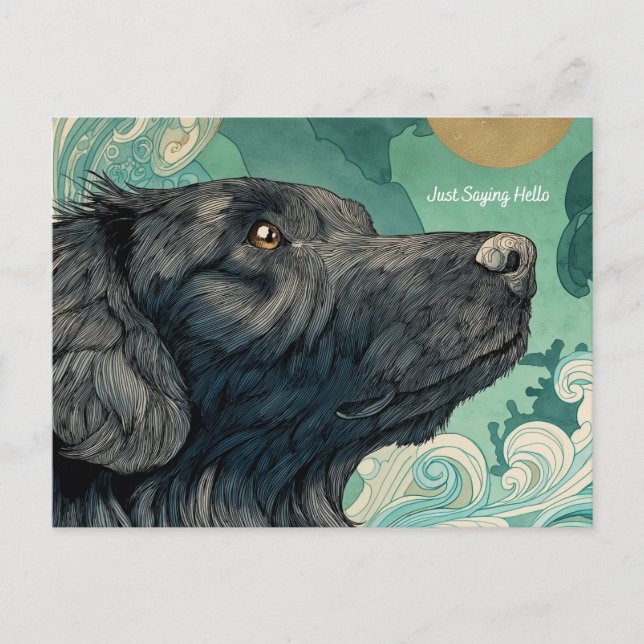 Just Sprichwort Hallo Hund Postcard Postkarte (Vorderseite)