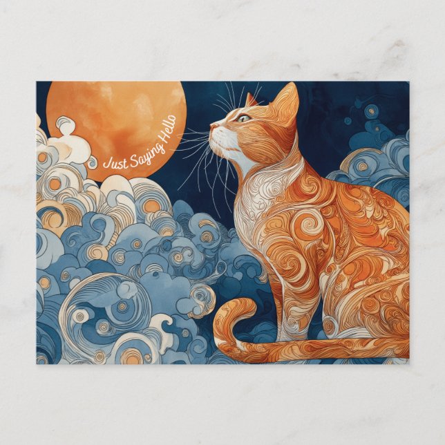 Just Sprichwort Hello Cat Postcard Postkarte (Vorderseite)