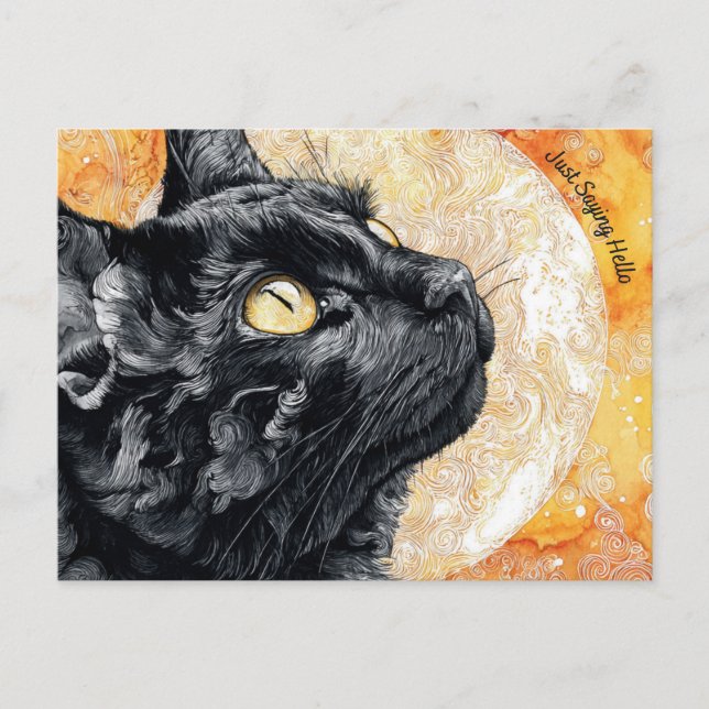 Just Sprichwort Hello Cat Postcard Postkarte (Vorderseite)