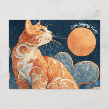 Just Sprichwort Hello Cat Postcard