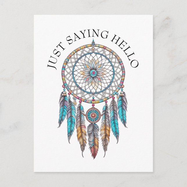 Just Sprichwort Hi | Blue Dreamcatchers Mystical Postkarte (Vorderseite)