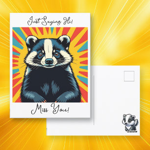 Just Sprichwort Hi   Niedlich Badger Postkarte