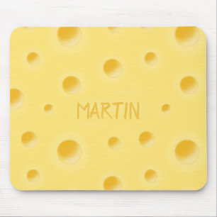 Just Too Cheesy! Swiss Cheese Personalized Name Mousepad