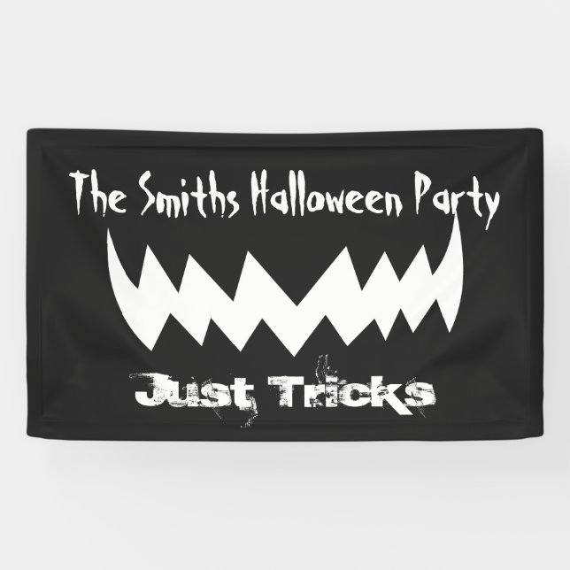 Just Tricks Evil Lmile Halloween Banner (Horizontal)