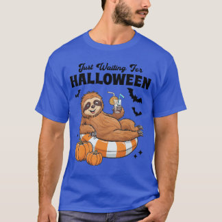 Just Waiting For Halloween Cute Lazy Sloth Hallowe T-Shirt