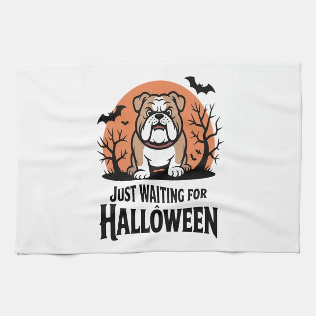 Just Waiting for Halloween Dog Geschirrtuch (Horizontal)