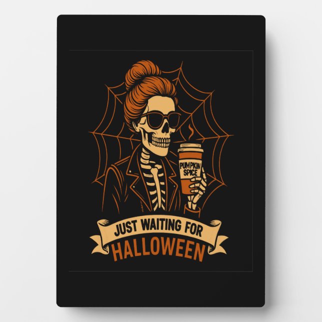 Just Waiting for Halloween Skeleton Fotoplatte (Vorderseite)