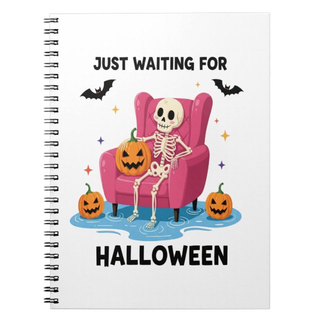 Just Waiting for Halloween Skeleton Notizblock (Vorderseite)