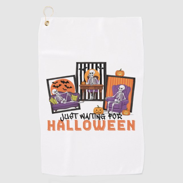 Just Wart Halloween Fall Vibes Golfhandtuch (Vorderseite)