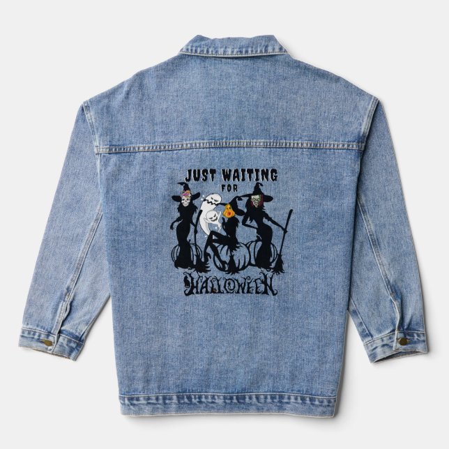 Just Wart zu Halloween Fun Hexen Cat Ghotly Jeansjacke (Rückseite)