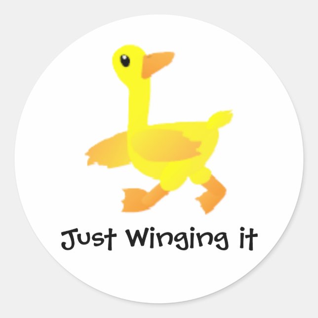 Just winging it Duck Humor Runder Aufkleber (Vorderseite)
