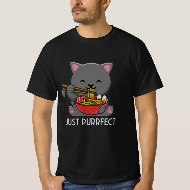 Juste À La Fois - Chat Manger Ramen T-shirt (Devant)