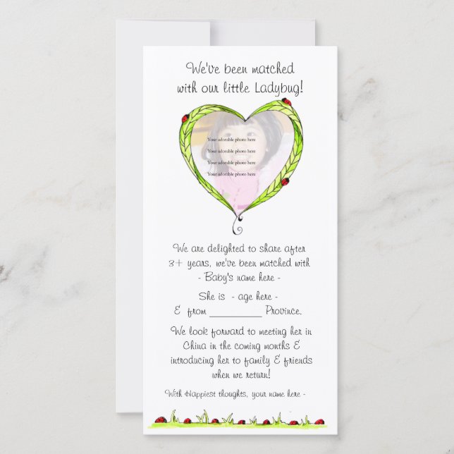 Juste apparié faire-part d'adoption (Devant)