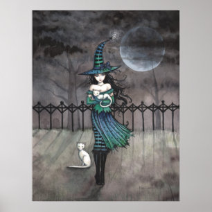 Juste avant minuit sorcière Poster de chat blanc