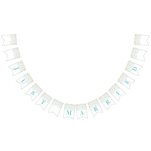 Juste confettis bleu-clair mariés d'or de bannière (Tout)