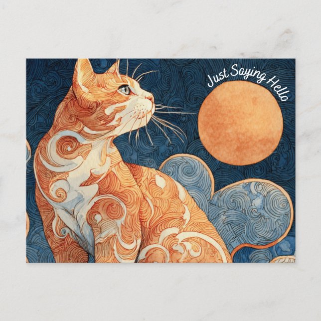 Juste dire Hello Cat carte postale (Devant)