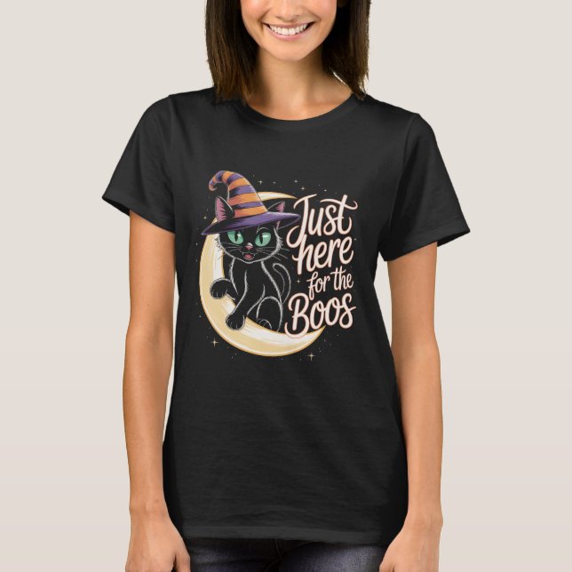 Juste Ici Pour Le T-Shirt Chat Noir Drôle Boos | C (Devant)