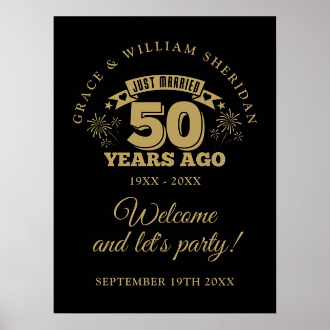 Juste marié 50ème Mariage Anniversaire Affiche de  (Devant)