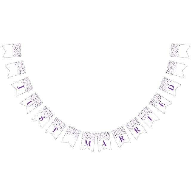 Juste Marié Bannière violet argent Confetti (Tout)