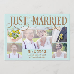 Juste marié Faire-part Mariage - Bleu