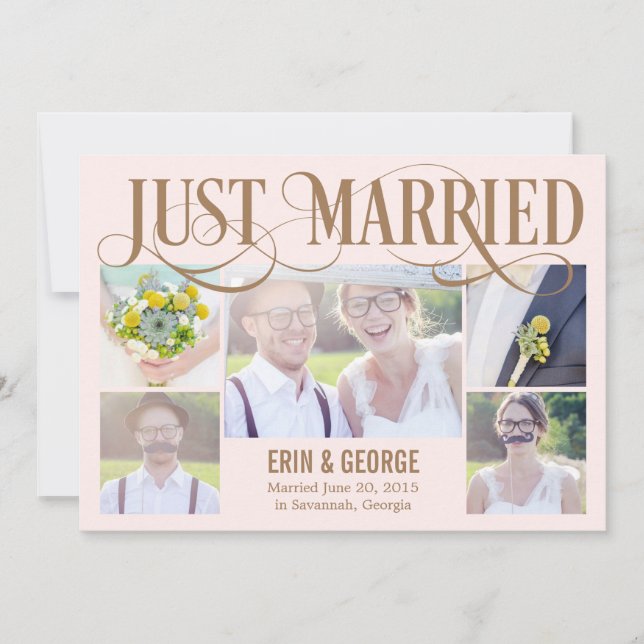 Juste marié Faire-part Mariage - rose (Devant)