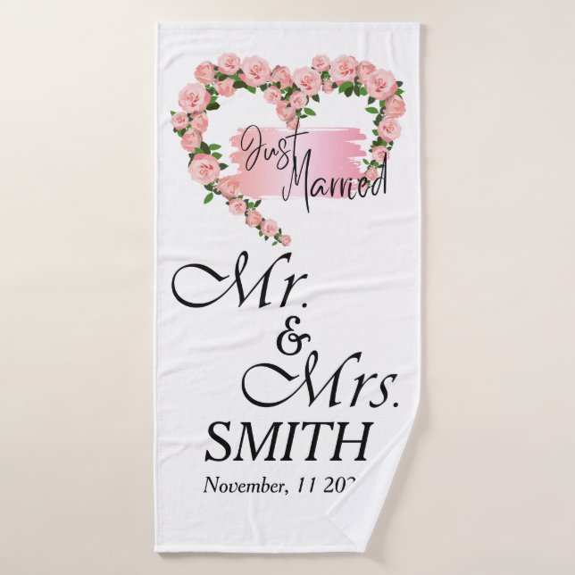 Juste marié / Lune de miel cadeau mariage serviett (Serviette de bain)
