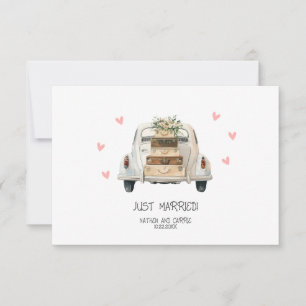 Juste marié Mariage plat Carte de remerciements