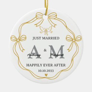 Juste marié sur mesure Ornement de mariage avec la