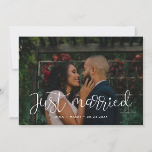 Juste marié Whimsical mariage carte photo