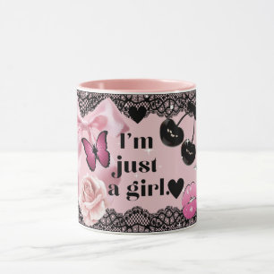 Juste Une Fille Coquette Fille Bow Rose Mug Noir