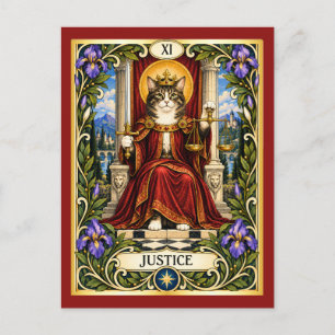 Justice Cat Tarot - Balance und Wahrheit Postkarte