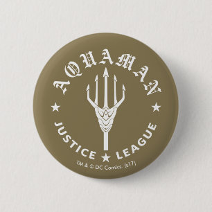 Justice League   Aquaman Retro-Trident-Emblem Button