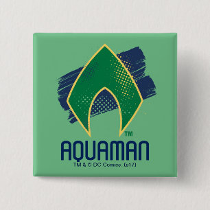 Justice League   Brush & Halftone Aquaman-Symbol Button