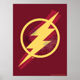 Justice League   Brush & Halftone Flash-Symbol Poster