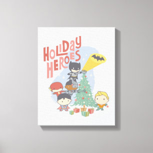 Justice League Chibi Weihnachtsbaum-Dekoration Leinwanddruck