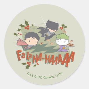 Justice League Chibi Weihnachtsplätzchen-Jagd Runder Aufkleber