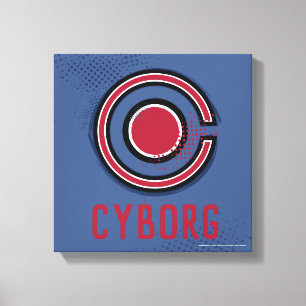 Justice League   Cyborg-Symbol mit Pinsel und Rast Leinwanddruck