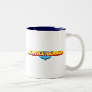 Justice League Dünner Name und Schild-Logo Zweifarbige Tasse