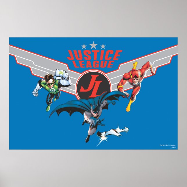 Justice League Flying Air Abzeichen und Helden Poster (Vorne)