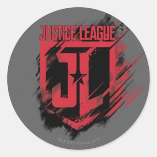 Justice League   Gebürsteter JL-Schild Runder Aufkleber