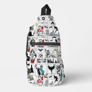 Justice League Heldentafel-Muster Crossbody Bag