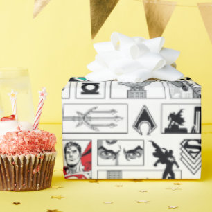 Justice League Heldentafel-Muster Geschenkpapier