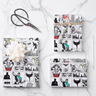 Justice League Heldentafel-Muster Geschenkpapier Set