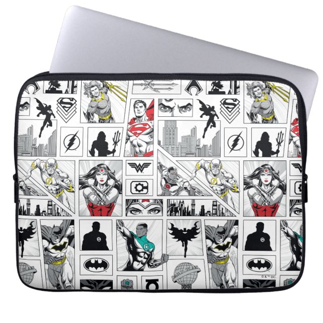 Justice League Heldentafel-Muster Laptopschutzhülle (Vorderseite)