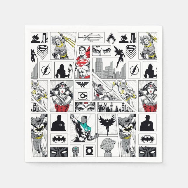 Justice League Heldentafel-Muster Serviette (Vorderseite)