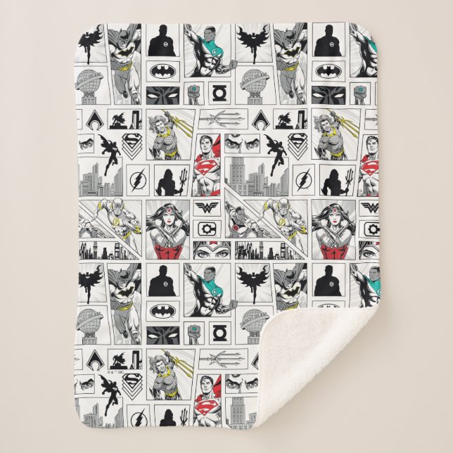 Justice League Heldentafel-Muster Sherpadecke (Vorderseite)