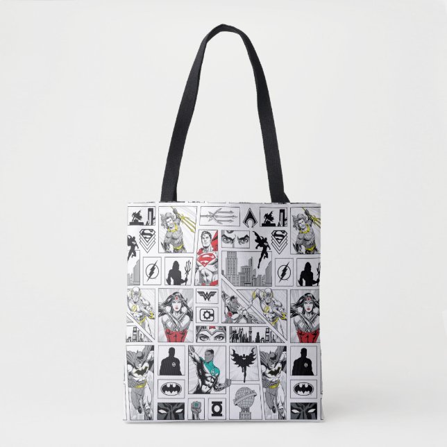 Justice League Heldentafel-Muster Tasche (Vorderseite)