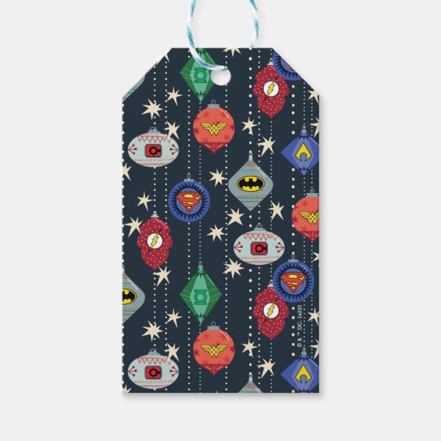 Justice League Holiday Bauble Pattern Geschenkanhänger (Vorderseite)